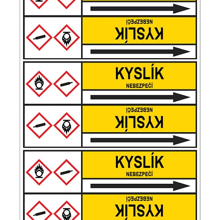 Značení potrubí, kyslík